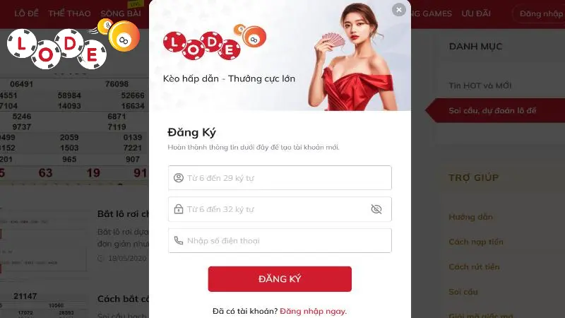 Cung cấp thông tin đăng ký theo form yêu cầu